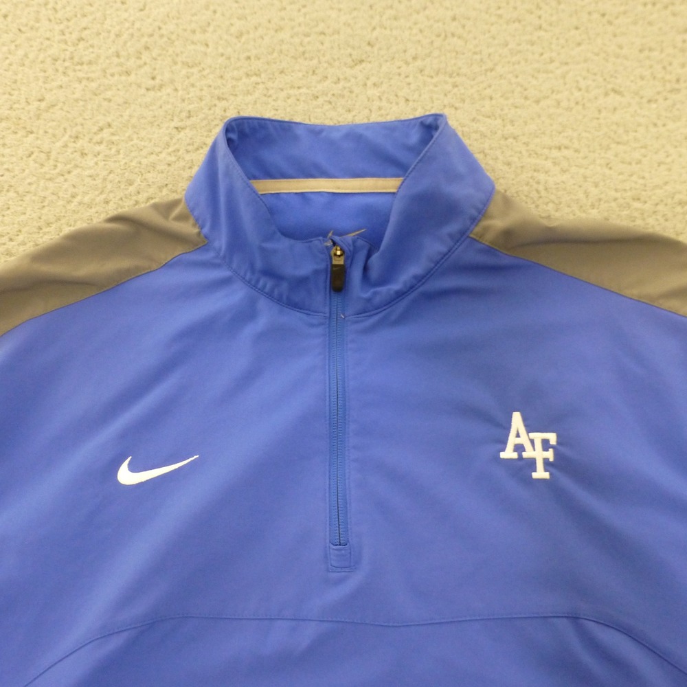 Nike Air Force Falcons Dri-FIT 1/4 Zip Short Sleeve Windbreaker Mens XL Blue - Picture 3 of 10